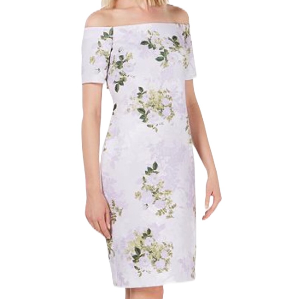 Calvin Klein Off Shoulder Floral Sheath Dress NWT